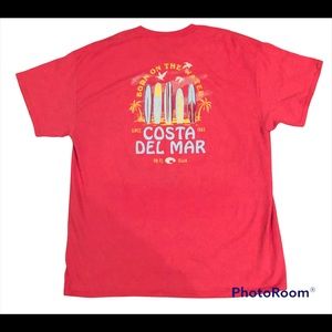 Costa Del Mar Shirt Men’s XL Red Emblem Short Sleeve T-Shirt Beach Casual Ocean
